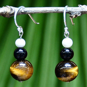 GOLDEN COMPASS EARRINGS - TIGER'S EYE