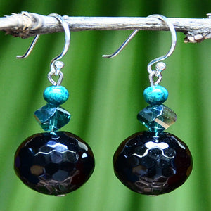 ENCHANTED ONYX EARRINGS- BLACK ONYX AND EMERALD