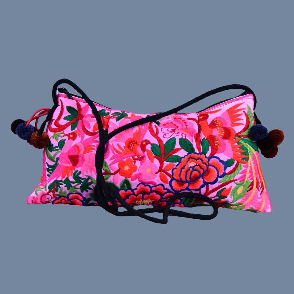 POM POM EMBROIDERED BIRDS FAIR TRADE TOTE BAG BAGS & PURSES ZENZOEY JEWELRY & ACCESSORIES 