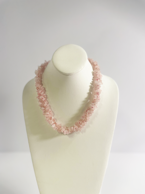 ROSE QUARTZ SUGAR STONE NECKLACE - BRAIDED