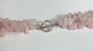 ROSE QUARTZ SUGAR STONE NECKLACE - BRAIDED