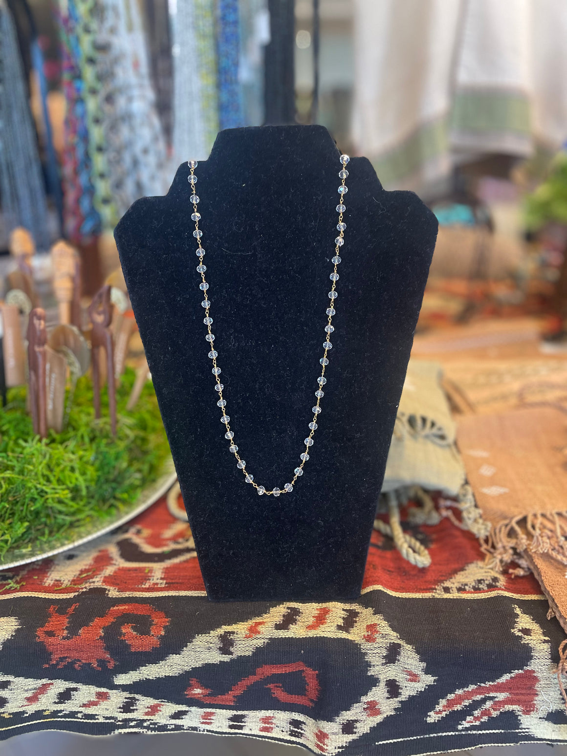 MINIMALIST CRYSTAL DROPS CHAIN NECKLACE SPHERE