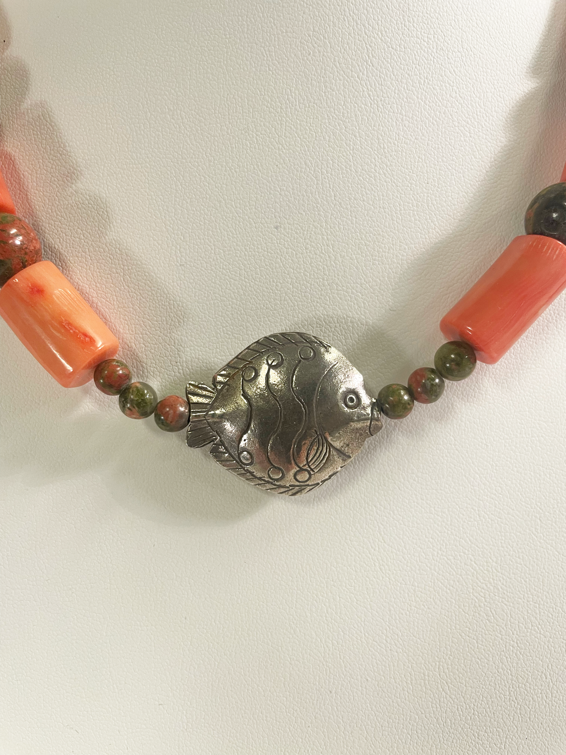 CORAL TIDE NECKLACE – SILVER FISH PENDANT