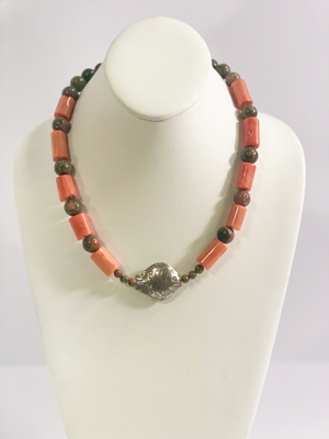 CORAL TIDE NECKLACE – SILVER FISH PENDANT