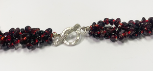 GARNET SUGAR STONE NECKLACE - BRAIDED