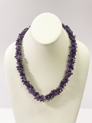 AMETHYST SUGAR STONE NECKLACE - BRAIDED
