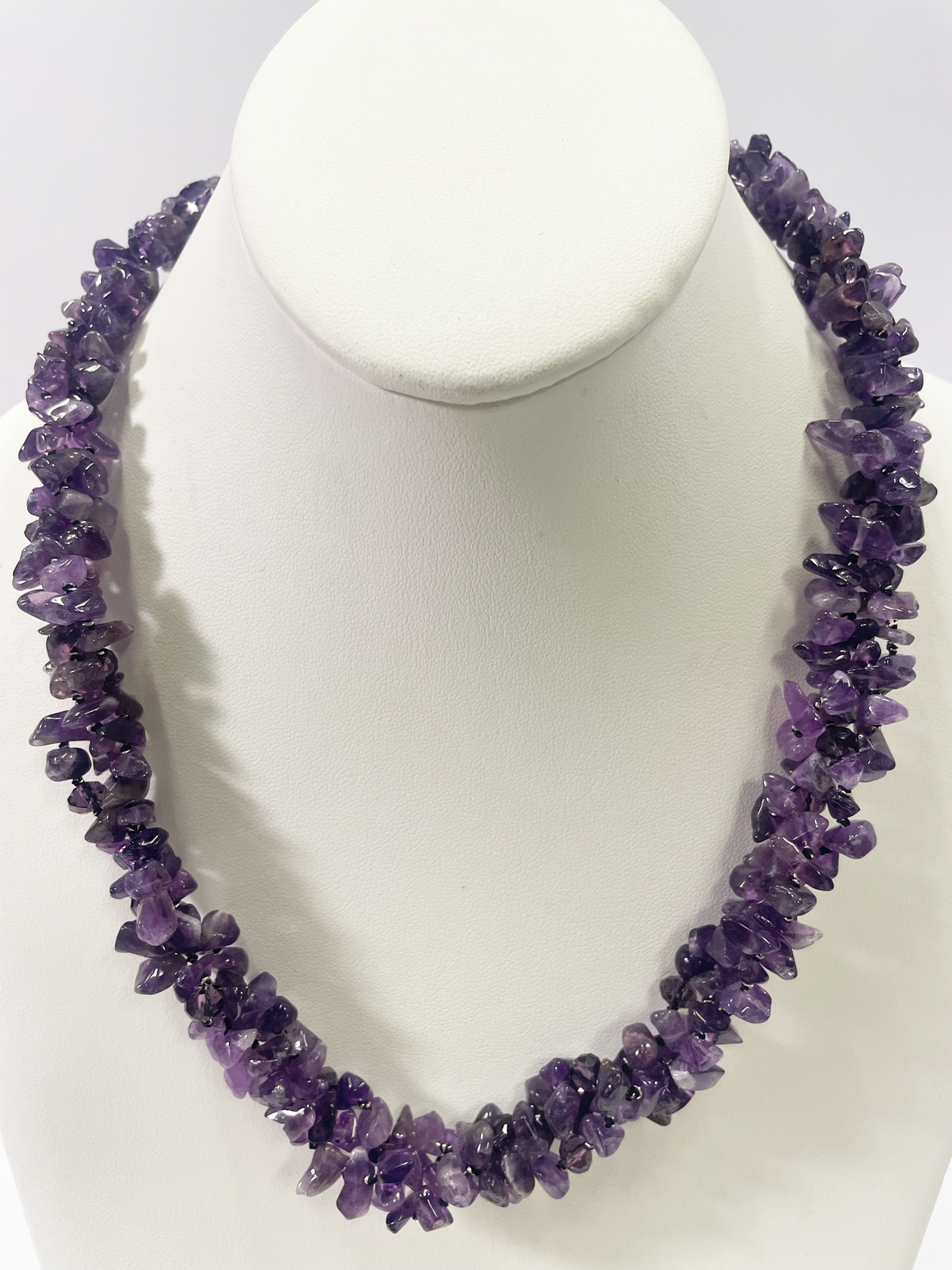 AMETHYST SUGAR STONE NECKLACE - BRAIDED