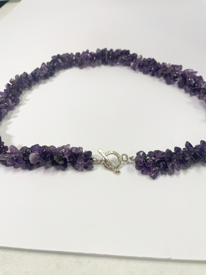 AMETHYST SUGAR STONE NECKLACE - BRAIDED