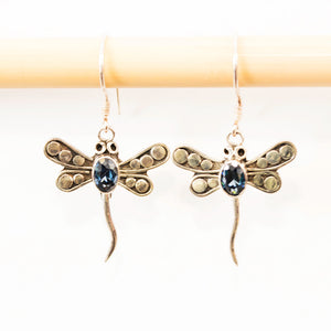 925 STERLING SILVER GENUINE GEMSTONE BALI DRAGONFLY EARRINGS ZENZOEY JEWELRY & ACCESSORIES RASPBERRY SAPPHIRE 