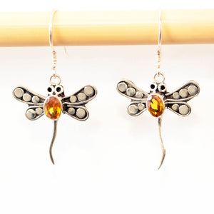 925 STERLING SILVER GENUINE GEMSTONE BALI DRAGONFLY EARRINGS ZENZOEY JEWELRY & ACCESSORIES RASPBERRY SAPPHIRE 