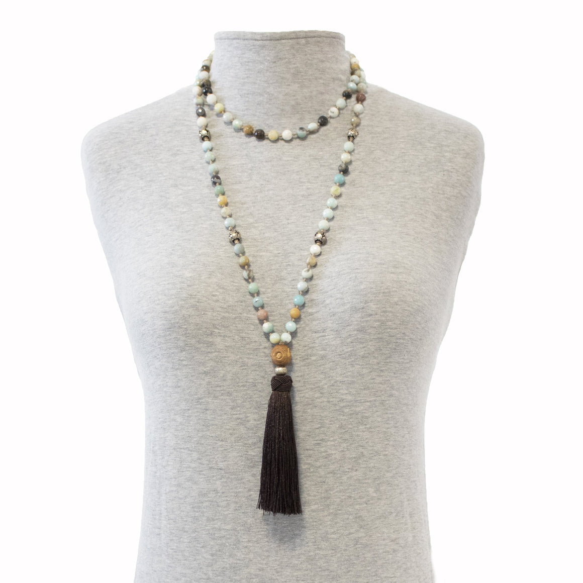 AMAZONITE ~ SELF DISCOVERY 108 BEADED MALA MALA 108 BEAD NECKLACE ZENZOEY JEWELRY & ACCESSORIES 