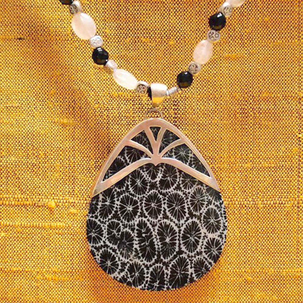 BLACK CORAL & MOONSTONE NECKLACE NECKLACE, CHAKRA ZENZOEY JEWELRY & ACCESSORIES 
