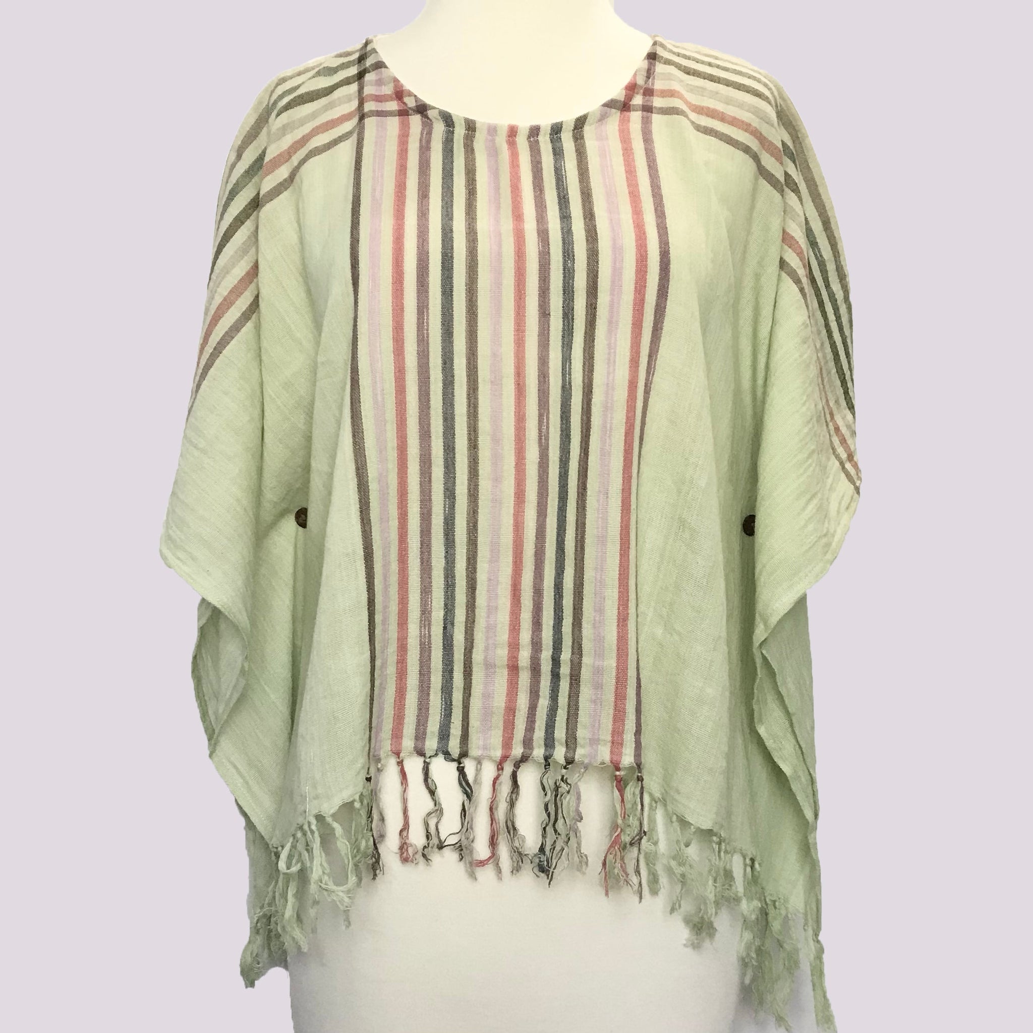 BOHO HAND WOVEN SHORT BEACH PONCHO OR TOP Apparel & Accessories ZENZOEY JEWELRY & ACCESSORIES Cream 
