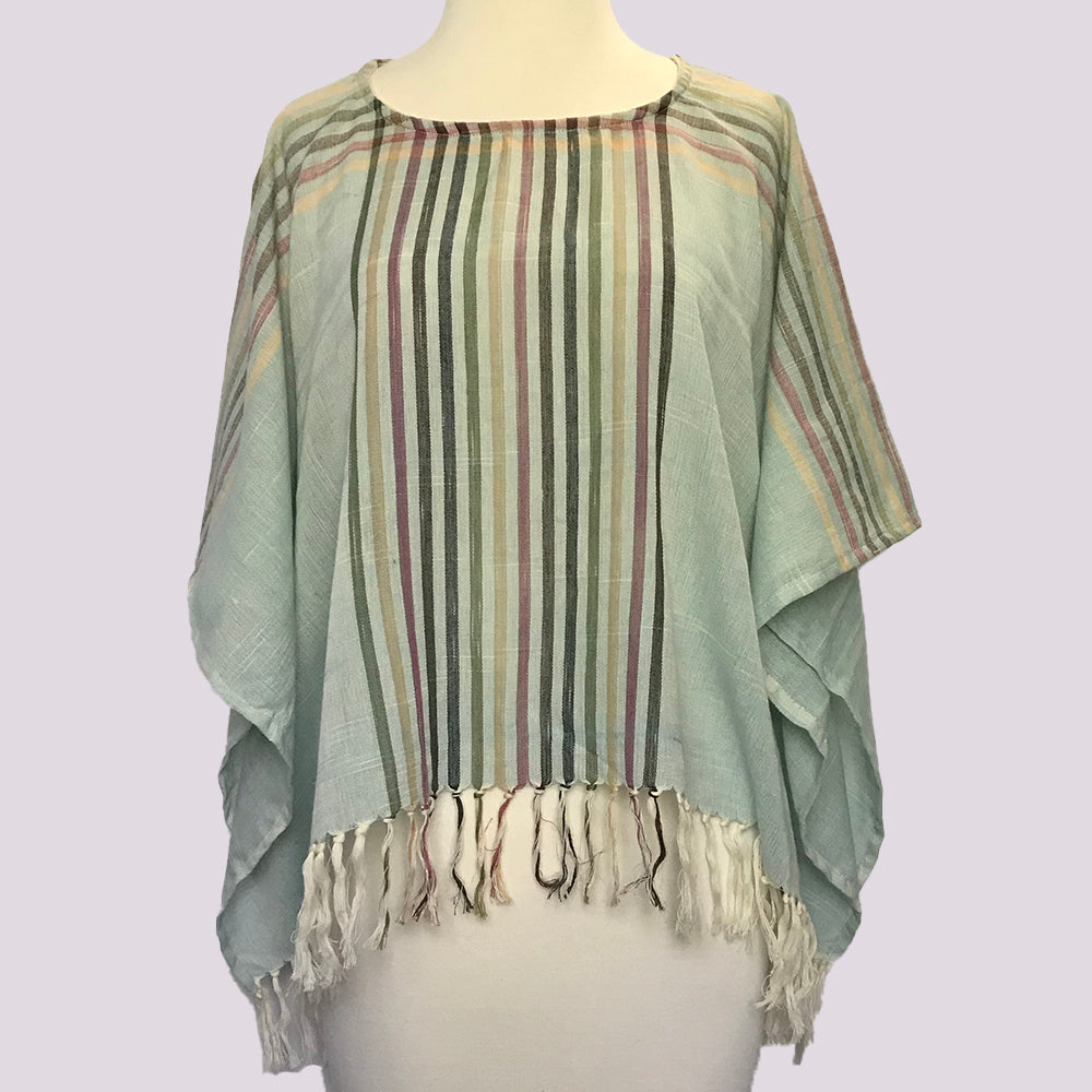 BOHO HAND WOVEN SHORT BEACH PONCHO OR TOP Apparel & Accessories ZENZOEY JEWELRY & ACCESSORIES Cream 