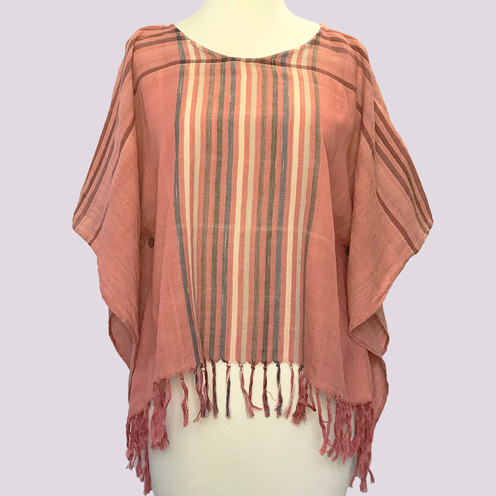 BOHO HAND WOVEN SHORT BEACH PONCHO OR TOP Apparel & Accessories ZENZOEY JEWELRY & ACCESSORIES Cream 