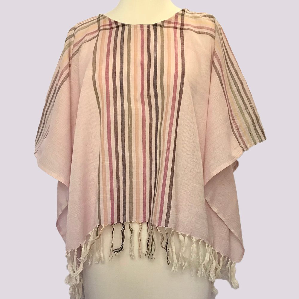 BOHO HAND WOVEN SHORT BEACH PONCHO OR TOP Apparel & Accessories ZENZOEY JEWELRY & ACCESSORIES Cream 