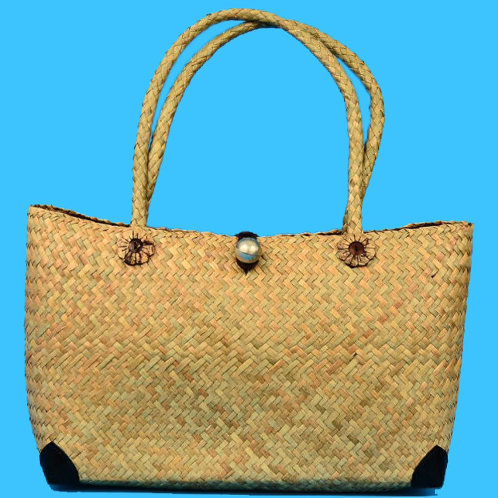 BULRUSH RATTAN WOVEN SHOULDER BASKET BAG ~ FAIR TRADE BAGS & PURSES ZENZOEY JEWELRY & ACCESSORIES 18" x 10 1/2" 19" strap drop 20001-RED 