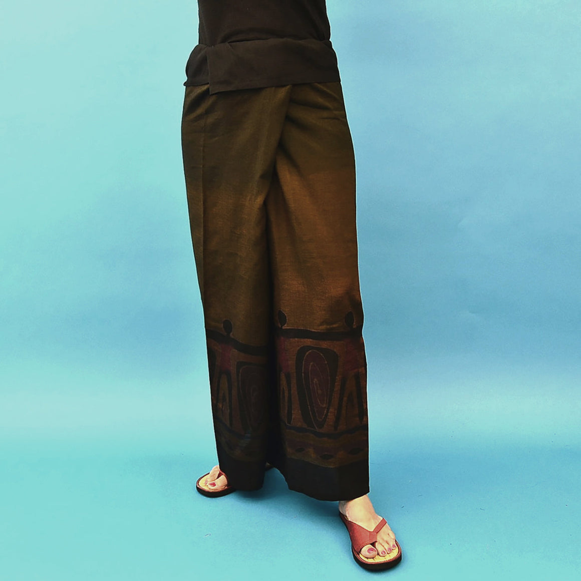 FAIRTRADE BOHO 60 SILK 40% COTTON THAI FISHERMAN PANTS ~ BRONZE Clothing ZENZOEY JEWELRY & ACCESSORIES 