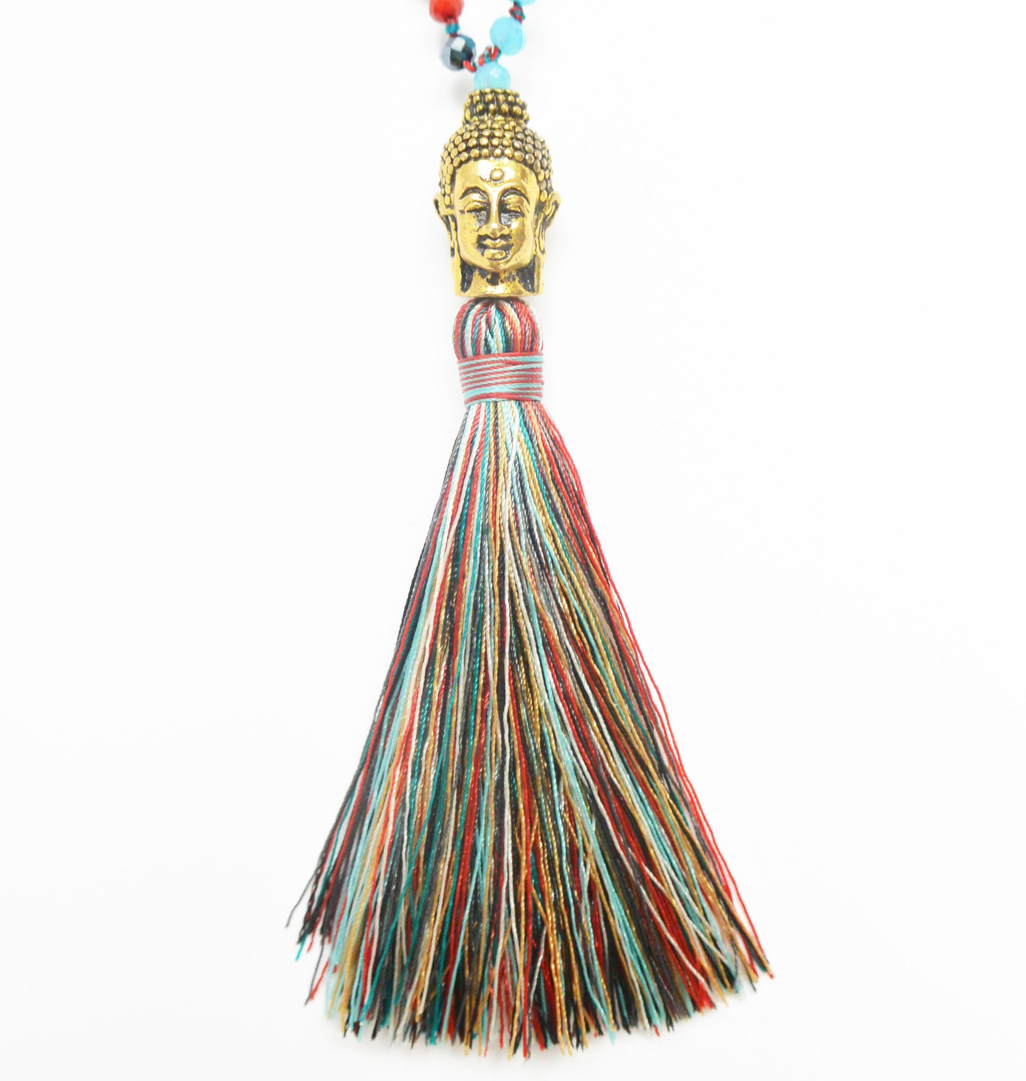 KRISTAL ~ GOLD BUDDHA MULTI-COLORED MALA MALA NECKLACES ZENZOEY JEWELRY & ACCESSORIES 