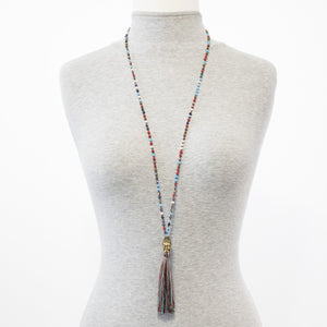 KRISTAL ~ GOLD BUDDHA MULTI-COLORED MALA MALA NECKLACES ZENZOEY JEWELRY & ACCESSORIES 