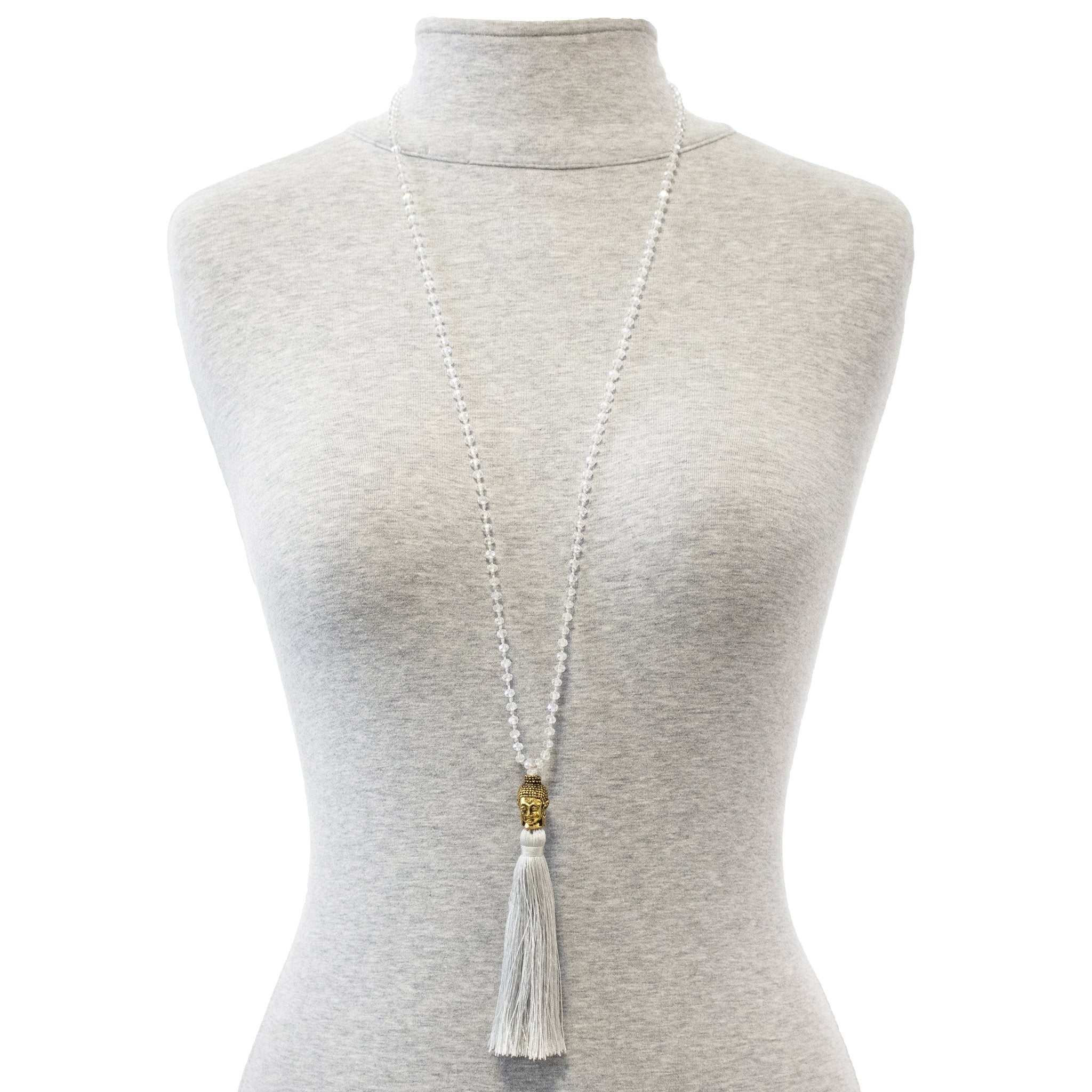 KRISTAL ~ GOLD BUDDHA SILVER COLORED MALA MALA ZENZOEY JEWELRY & ACCESSORIES 