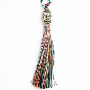 KRISTAL ~ SILVER BUDDHA MULTI-COLORED MALA MALA NECKLACES ZENZOEY JEWELRY & ACCESSORIES 