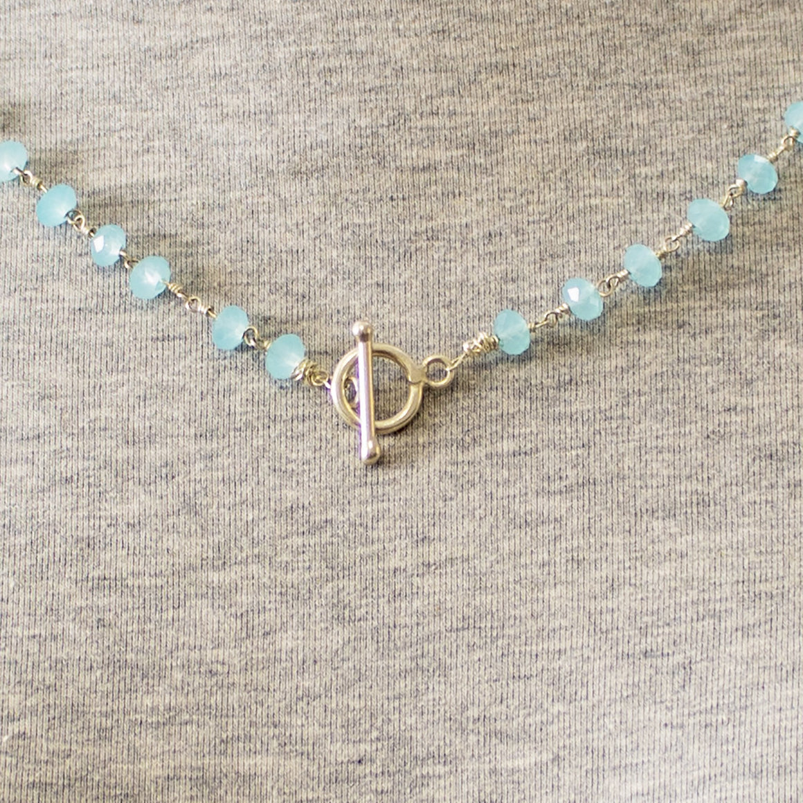 MINIMALIST BLUE CHALCEDONY CHAIN NECKLACE NECKLACE ZENZOEY JEWELRY & ACCESSORIES 